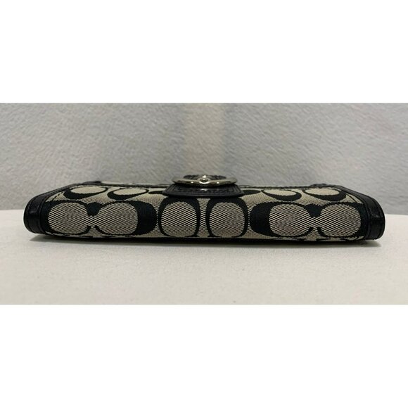 SOLD***Y2K Coach Soho Signature Long Wallet Buckle Canvas Leather Black Gray - Picture 3 of 12